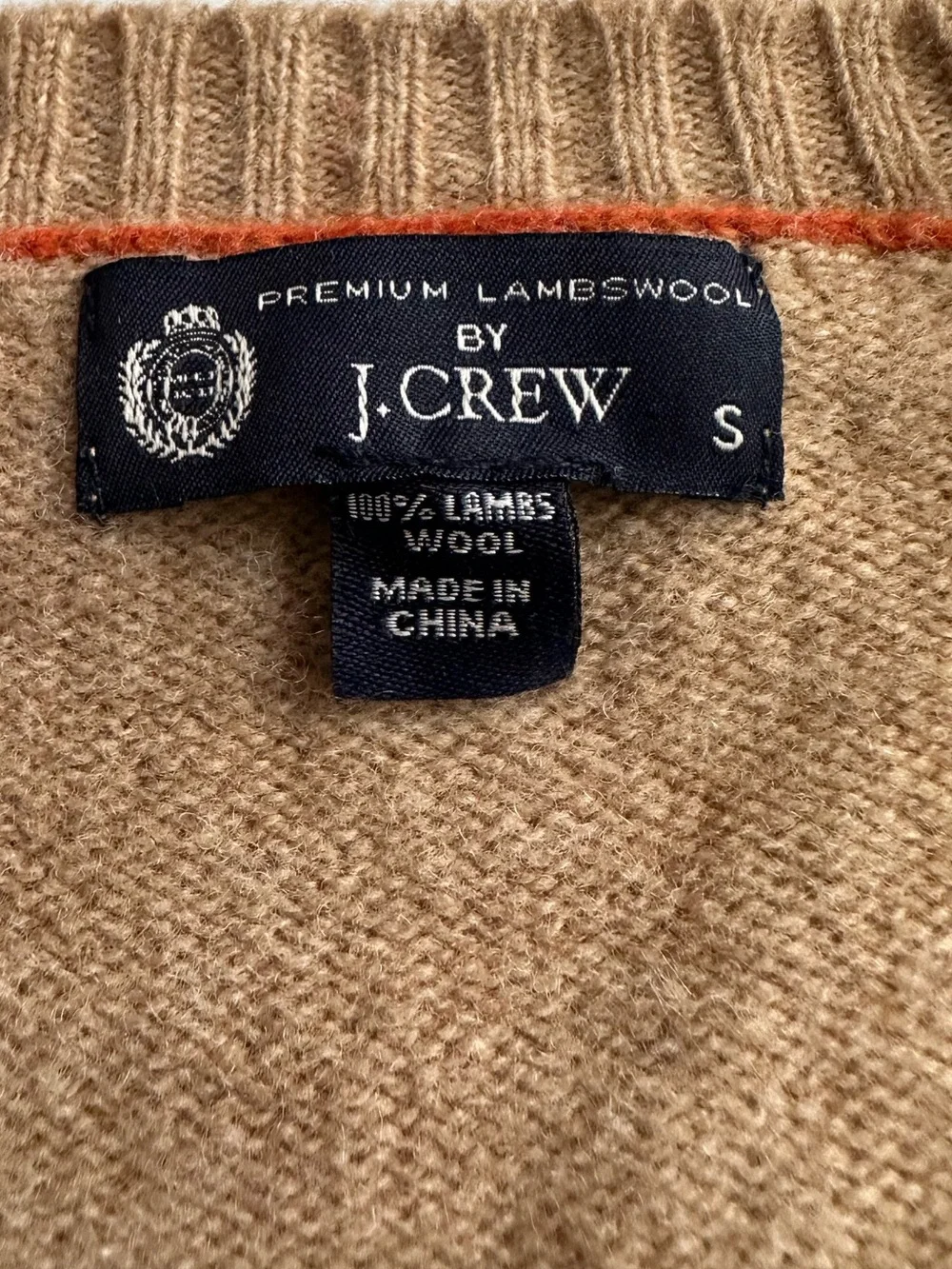 J.Crew‎ 100% Lambswool V Neck Sweater Small Camel Preppy Academia